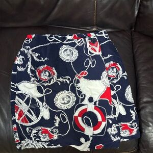 Vintage Brooks Brothers Nautical Rope Print Skirt in Navy and Red